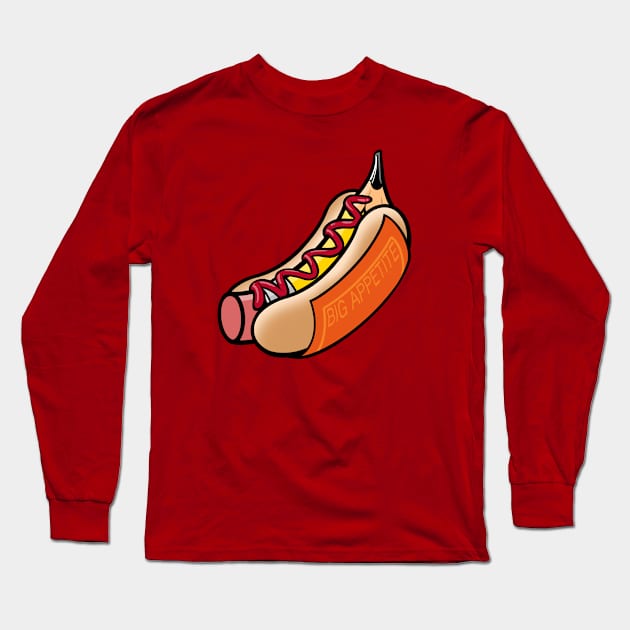 Pencil Hot Dog by Big Appetite Long Sleeve T-Shirt by Big Appetite Illustration